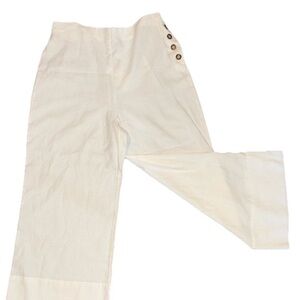 Good Luck Gem Cream Wide Leg Pants with Side Buttons